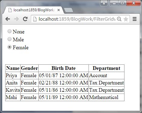 Display Female Record